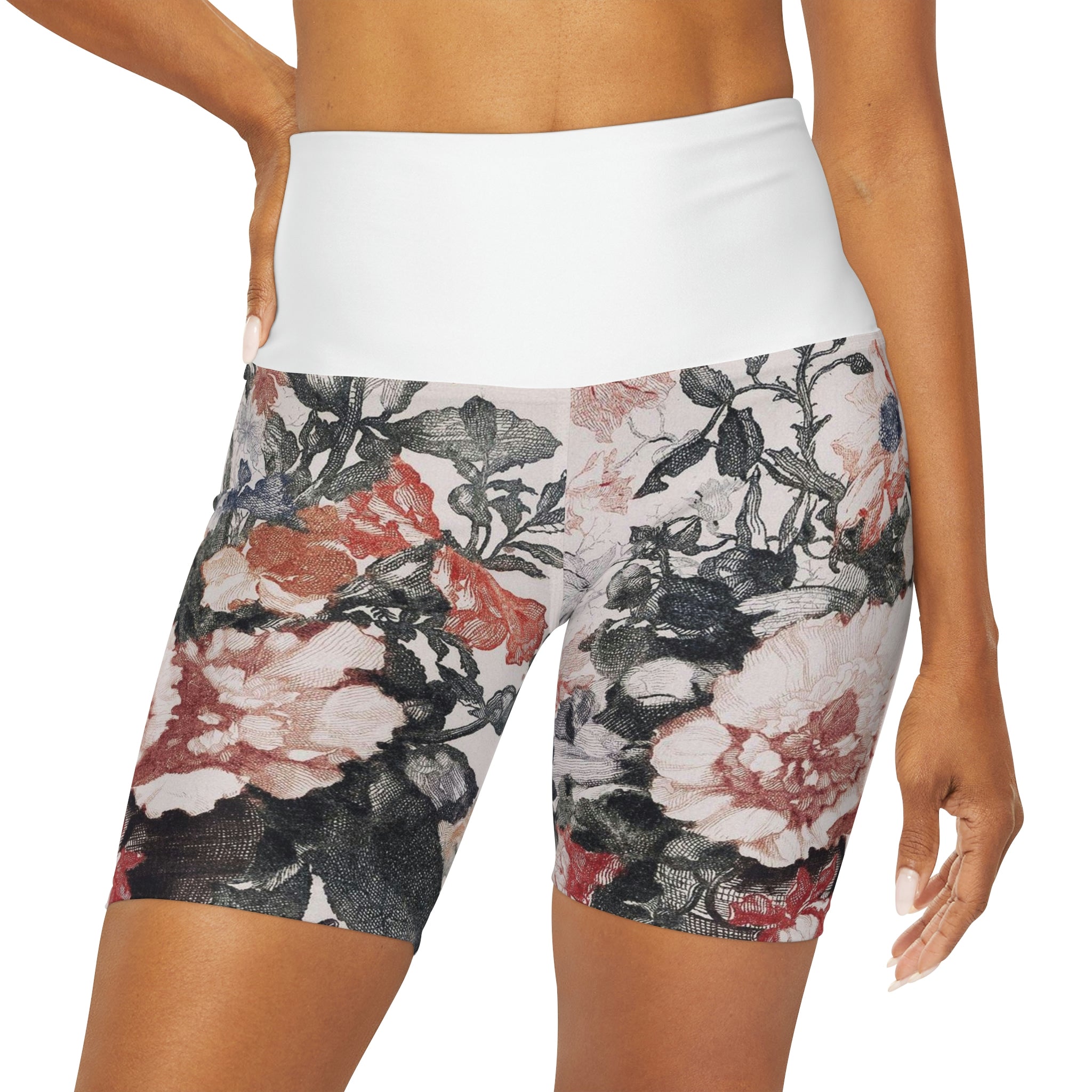 High Waisted Yoga Shorts (AOP)