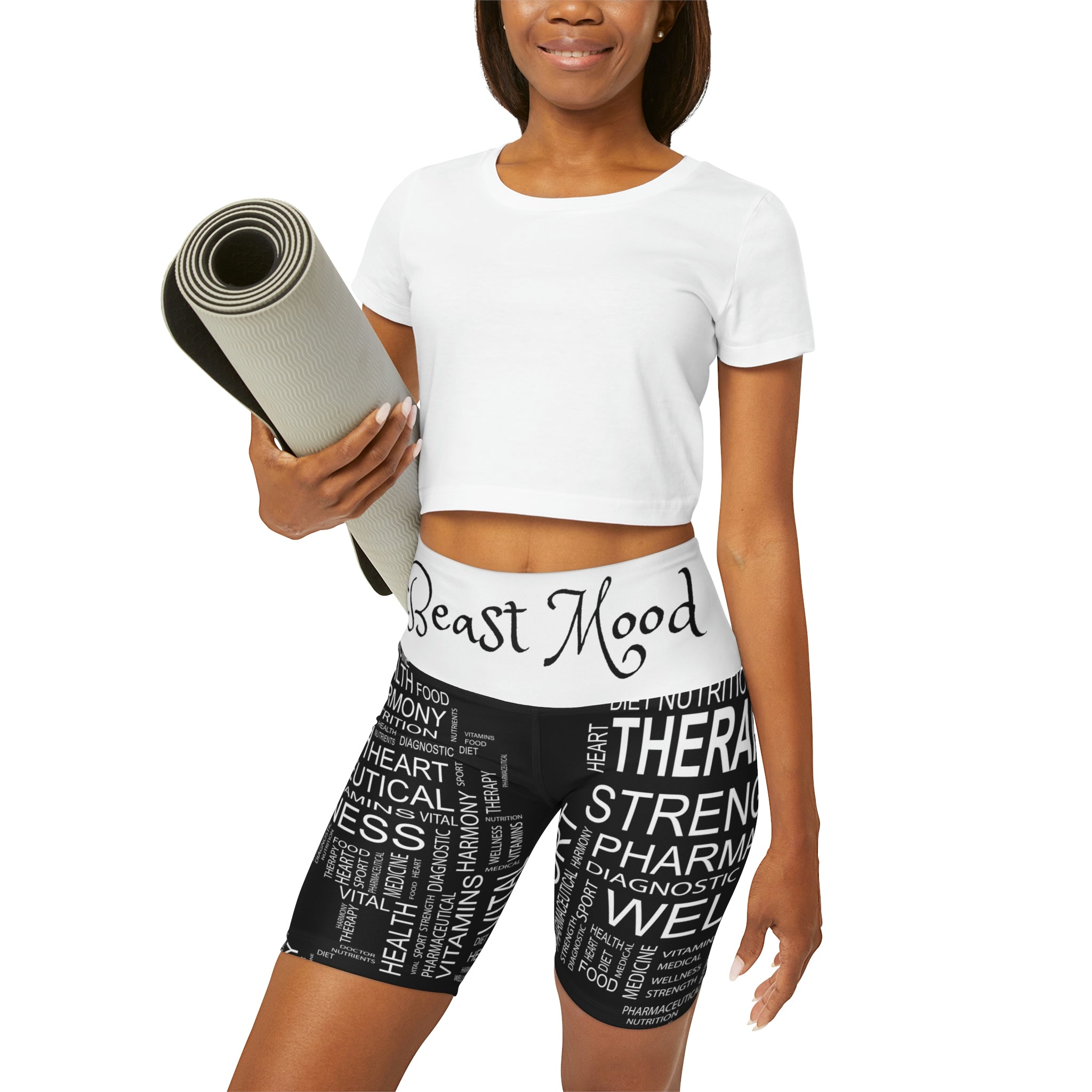 High Waisted Yoga Shorts (AOP)